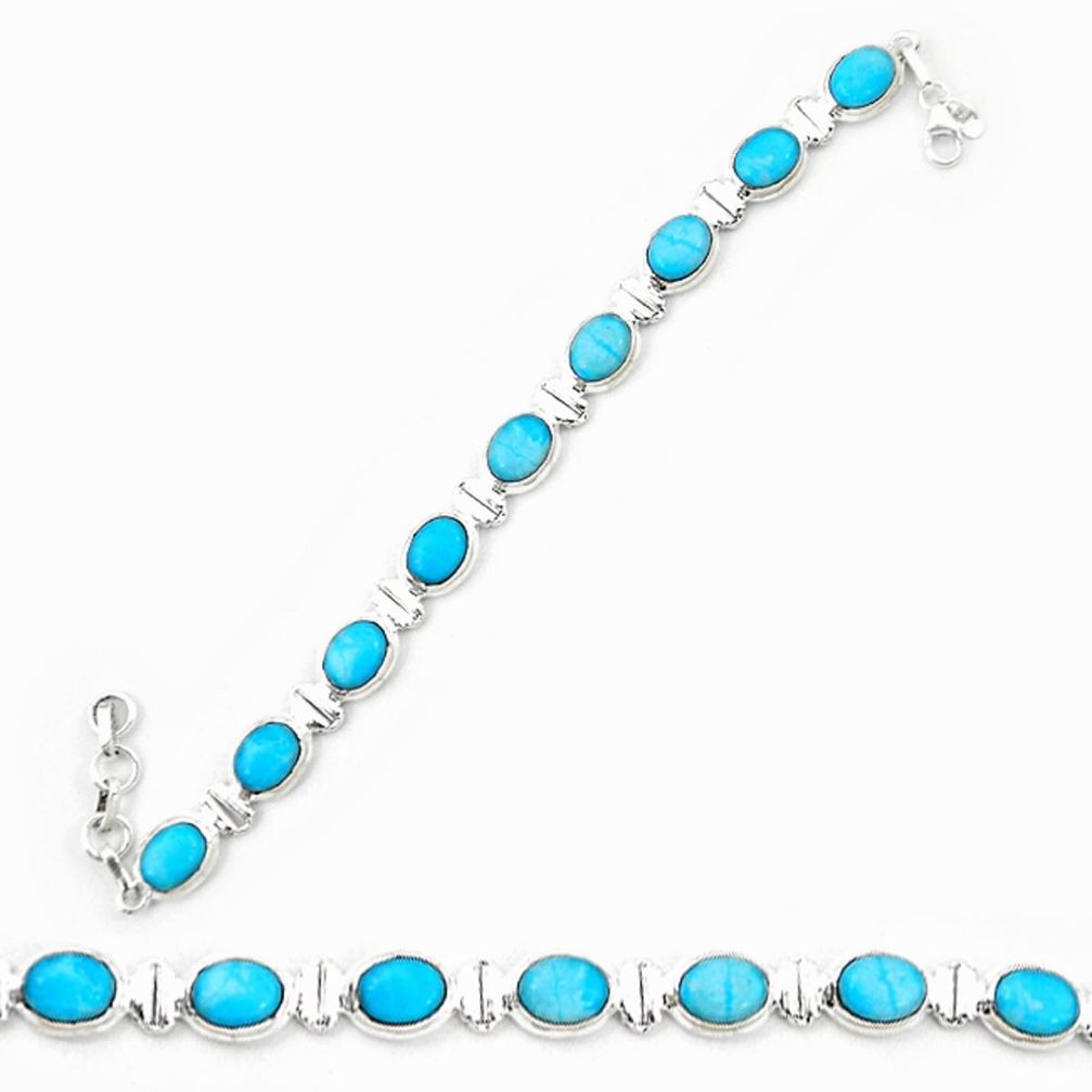 Natural blue magnesite 925 sterling silver tennis bracelet jewelry d20333