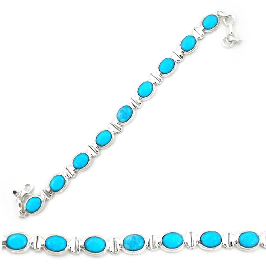 Natural blue magnesite 925 sterling silver tennis bracelet jewelry d20334