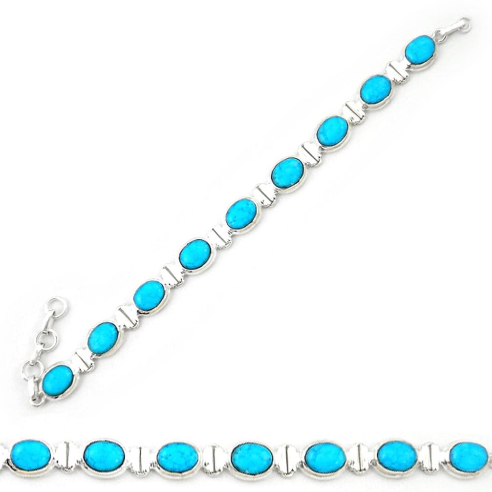 Natural blue magnesite 925 sterling silver tennis bracelet jewelry d20335