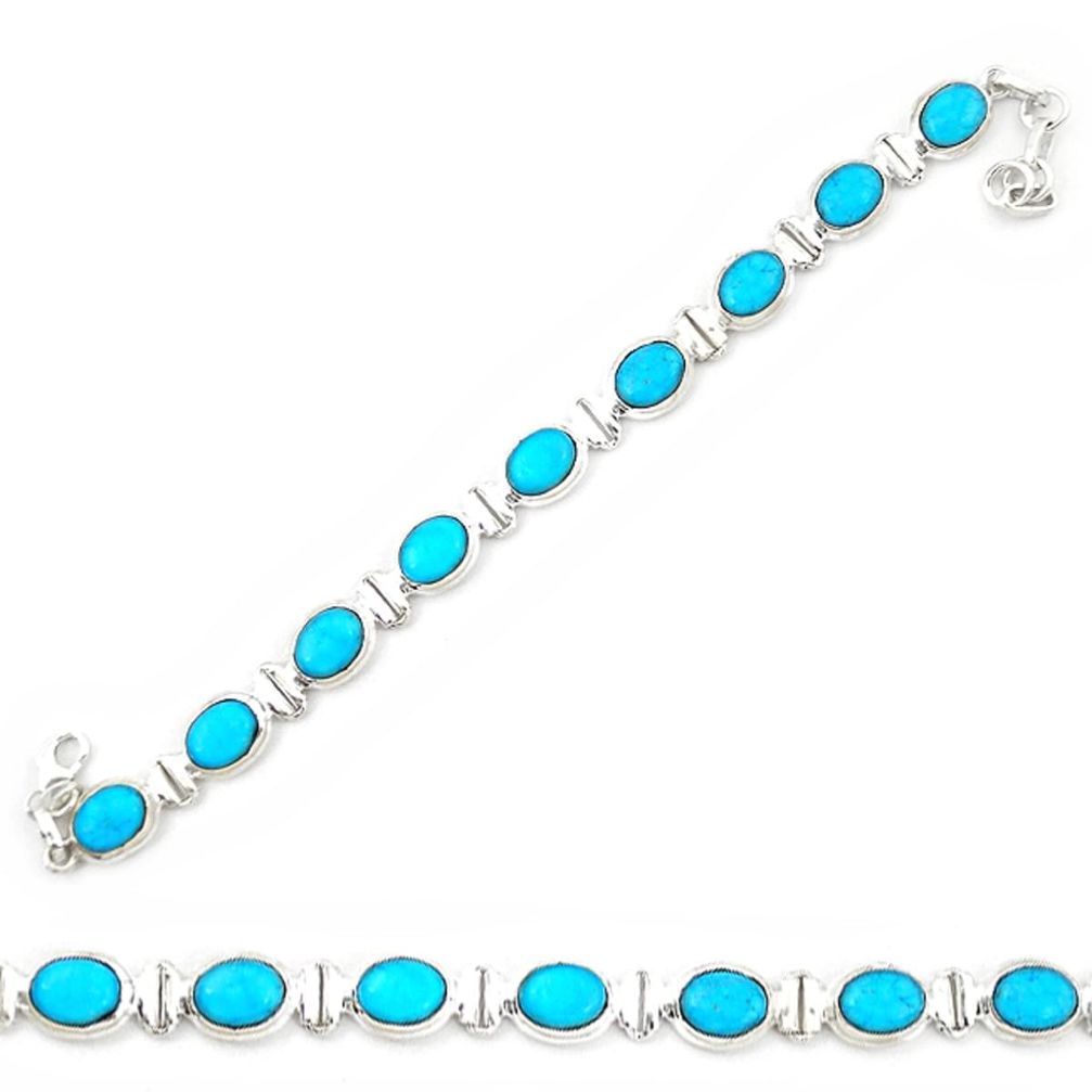 925 sterling silver natural blue magnesite oval tennis bracelet jewelry d20337