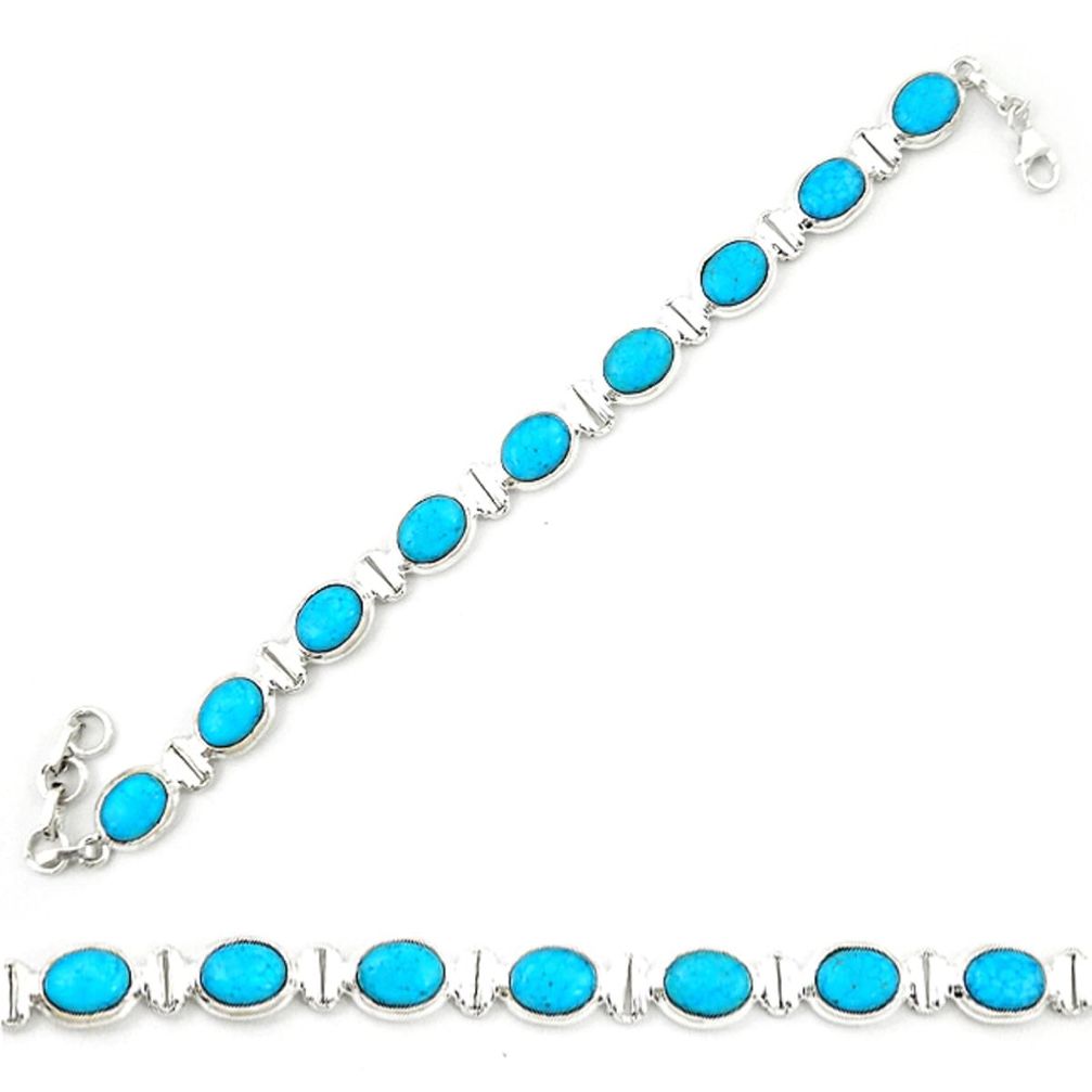 Natural blue magnesite 925 sterling silver tennis bracelet jewelry d20338