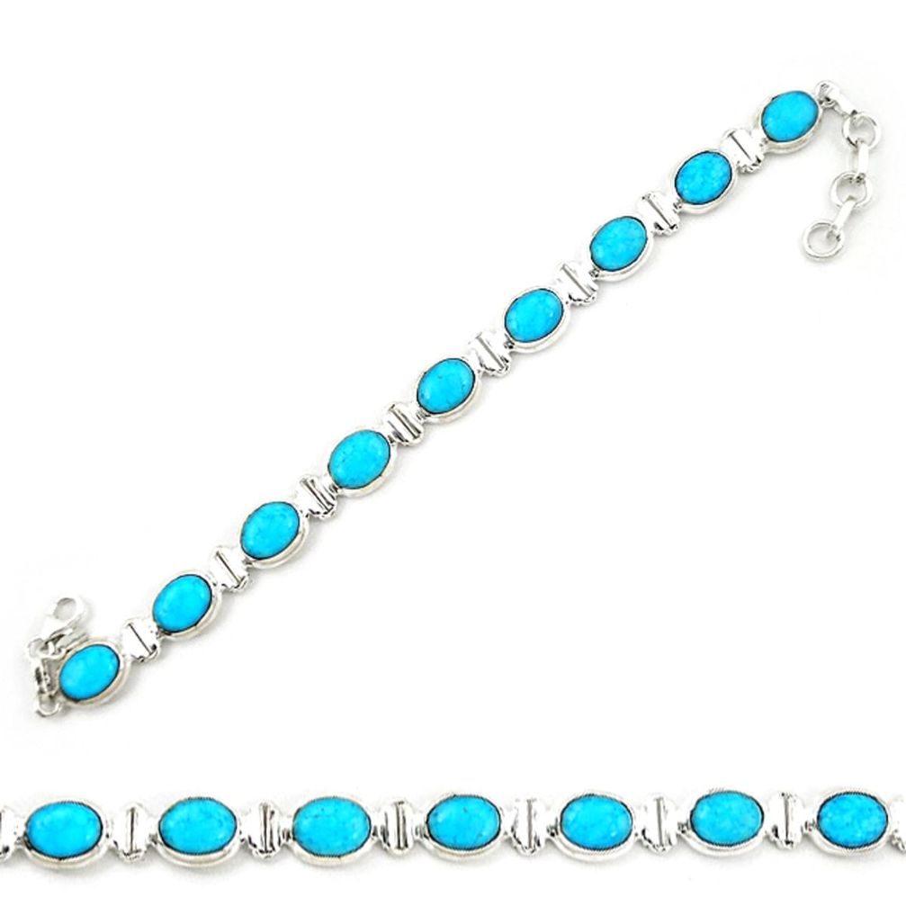 925 sterling silver natural blue magnesite oval tennis bracelet jewelry d20340