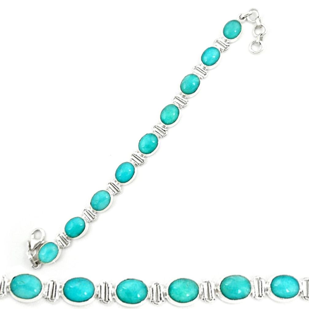 Natural green peruvian amazonite 925 sterling silver tennis bracelet d20452