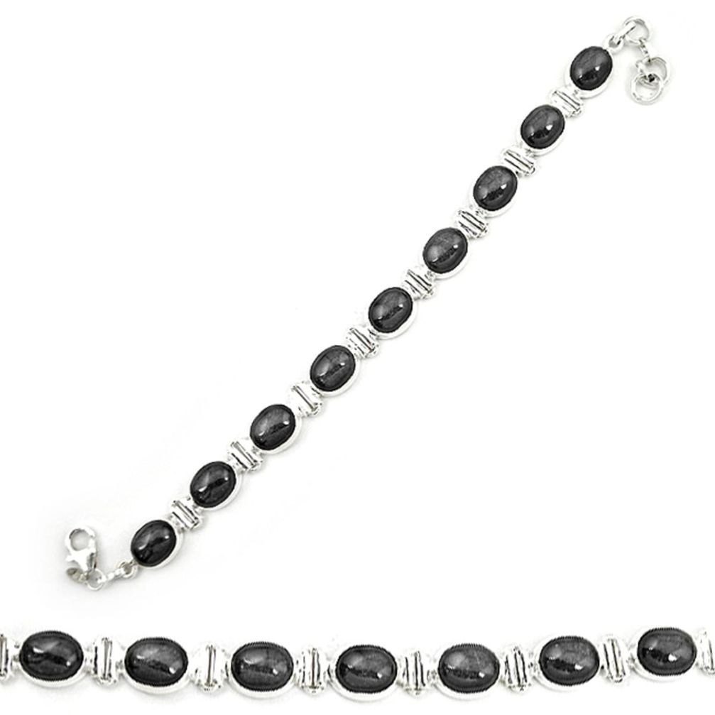 Natural rainbow obsidian eye 925 sterling silver tennis bracelet d20463