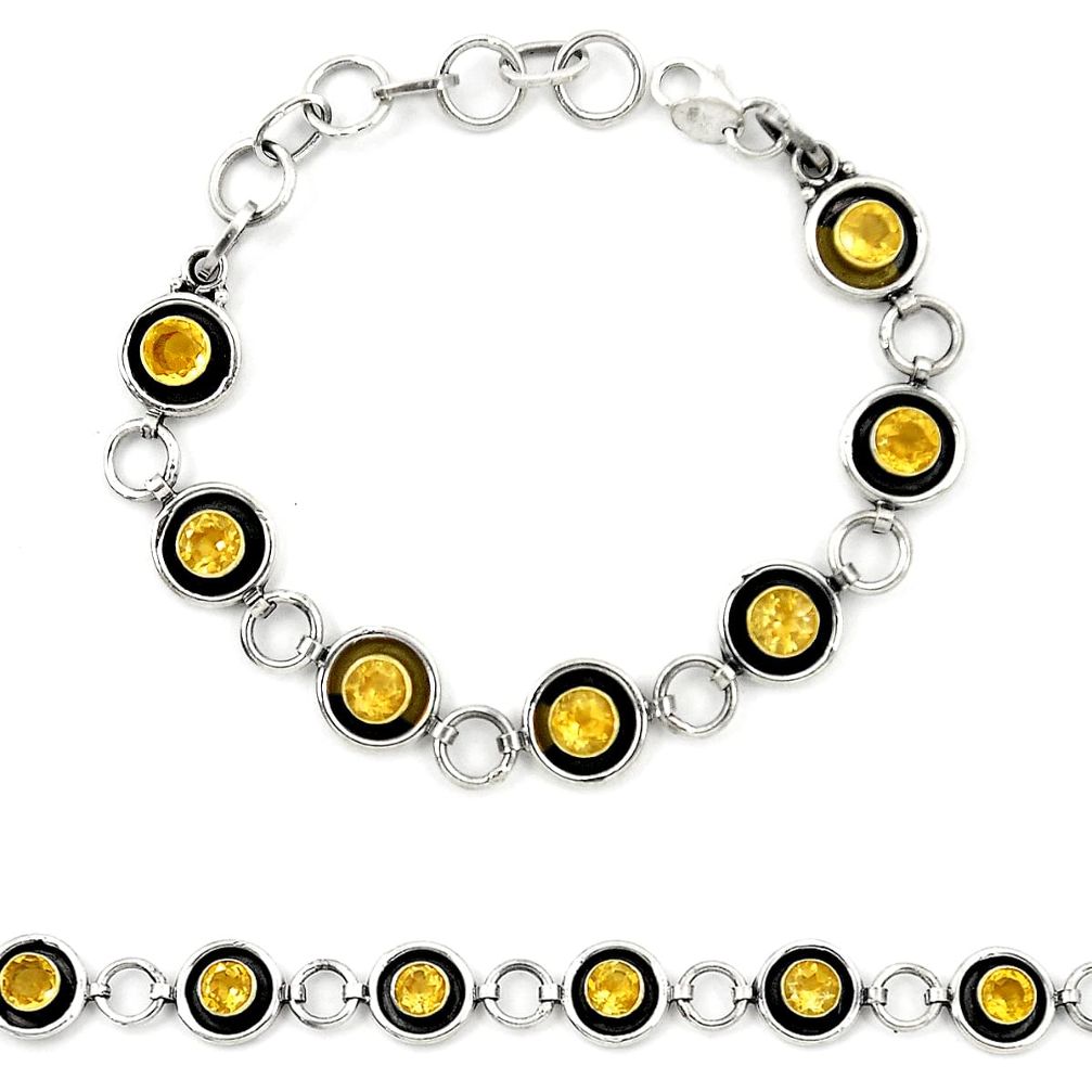 Natural yellow citrine 925 sterling silver tennis bracelet jewelry d23929