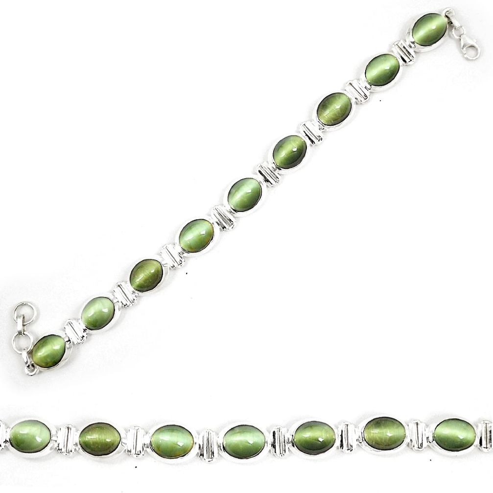925 sterling silver green cats eye tennis bracelet jewelry d23986