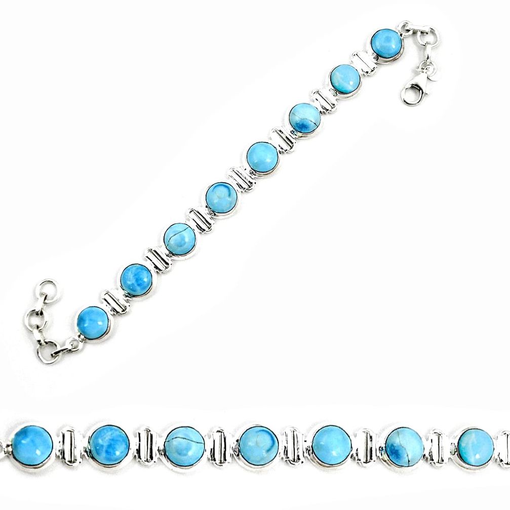 Natural blue owyhee opal 925 sterling silver tennis bracelet jewelry d25445