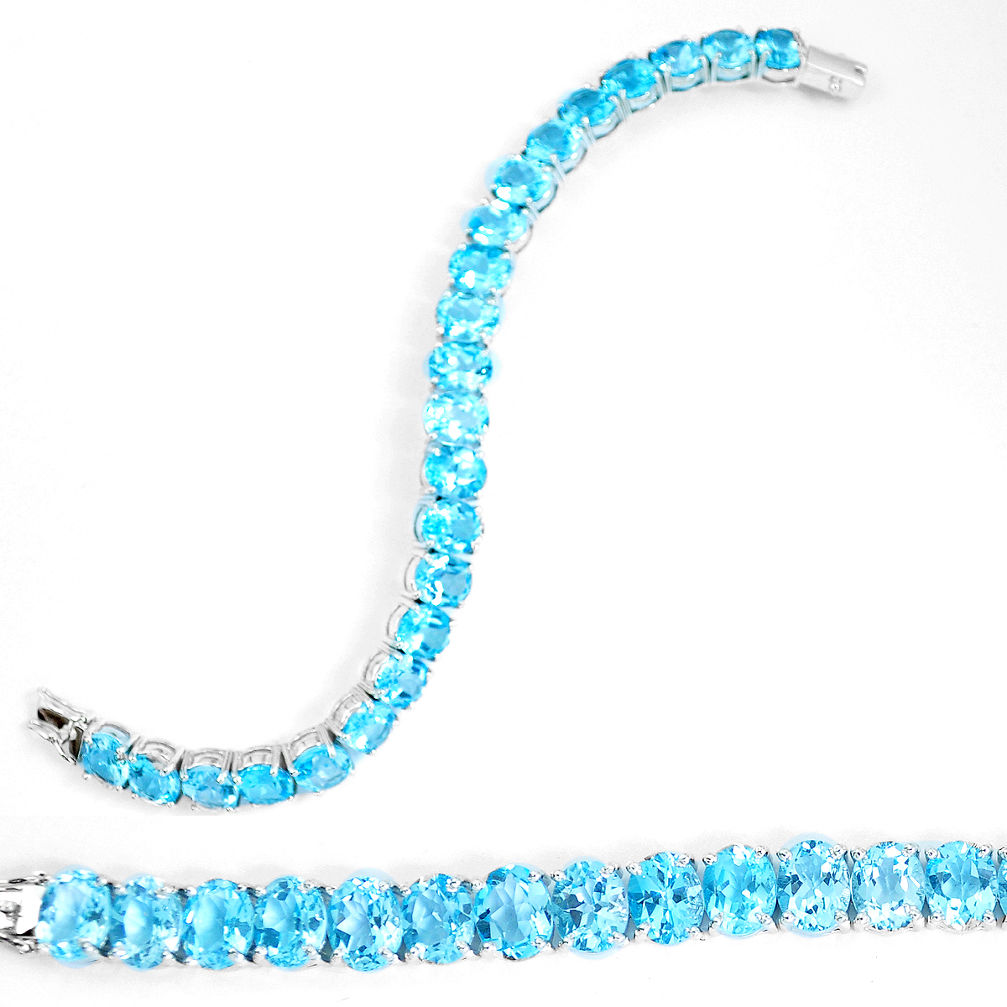 81.36cts natural blue topaz 925 sterling silver bracelet jewelry d27523