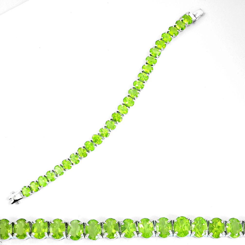 58.36cts natural green peridot 925 sterling silver bracelet jewelry d27525