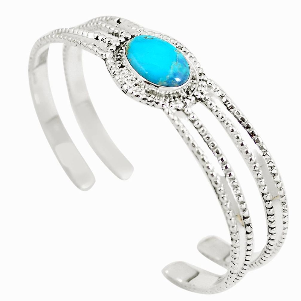 925 sterling silver blue copper turquoise adjustable bangle jewelry d27560