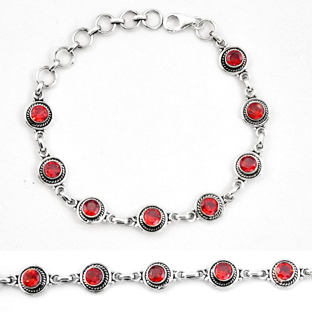 Natural red garnet 925 sterling silver tennis bracelet jewelry d30027