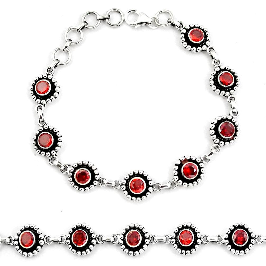 925 sterling silver natural red garnet round tennis bracelet jewelry d30029