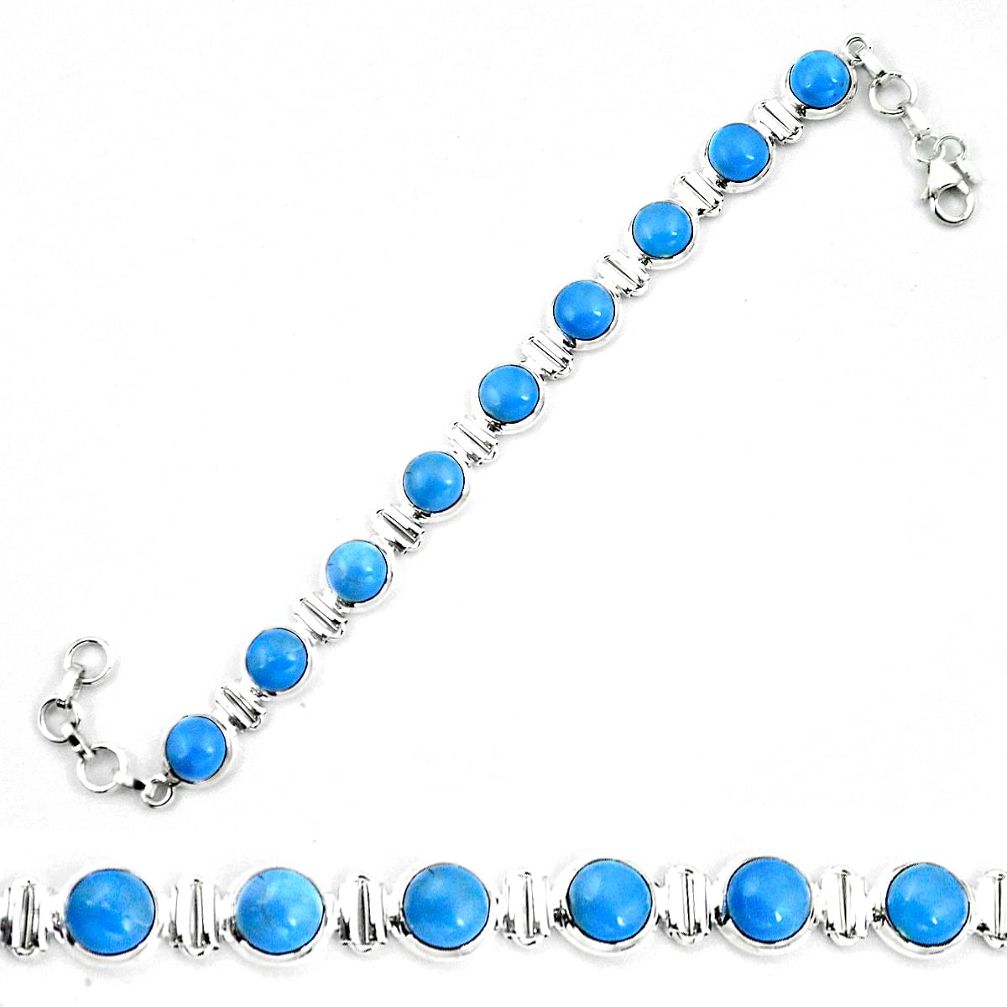 Natural blue owyhee opal 925 sterling silver tennis bracelet jewelry d30042