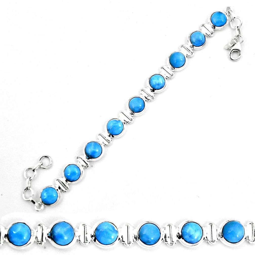 Natural blue owyhee opal 925 sterling silver tennis bracelet jewelry d30043