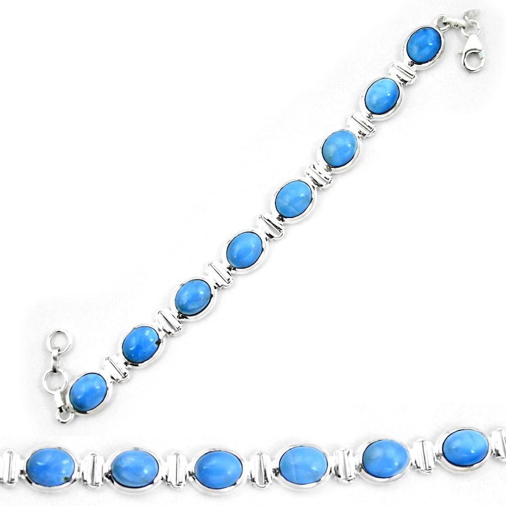Natural blue owyhee opal 925 sterling silver tennis bracelet jewelry d30045