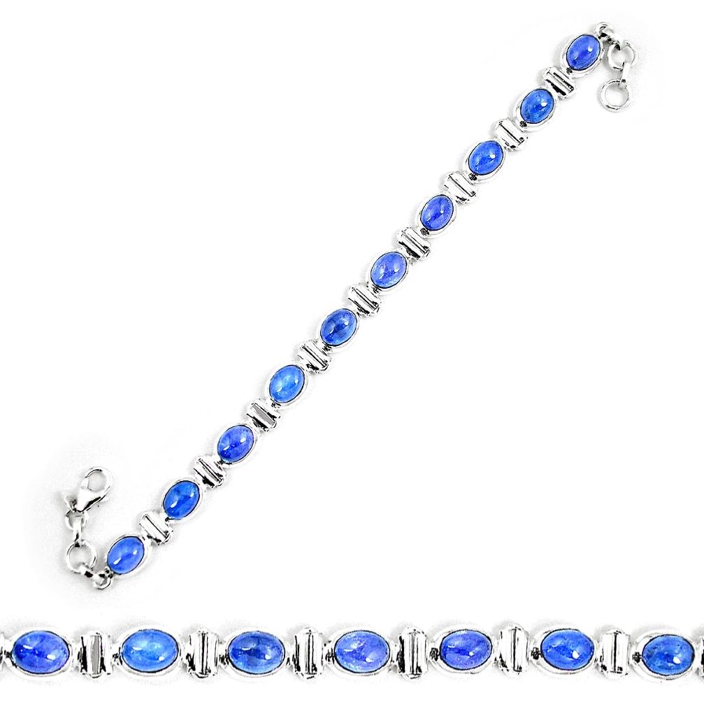 Natural blue tanzanite 925 sterling silver tennis bracelet jewelry d30075