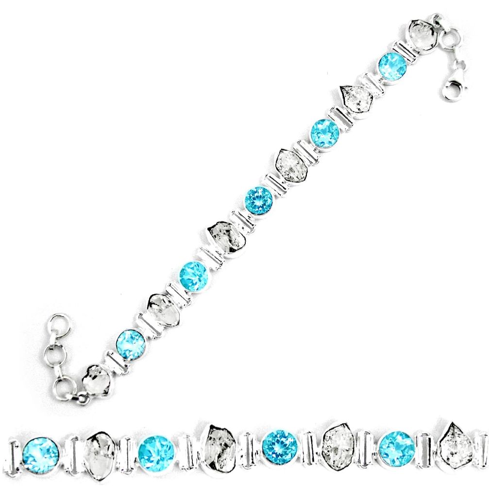 Natural white herkimer diamond topaz 925 silver tennis bracelet jewelry d30100