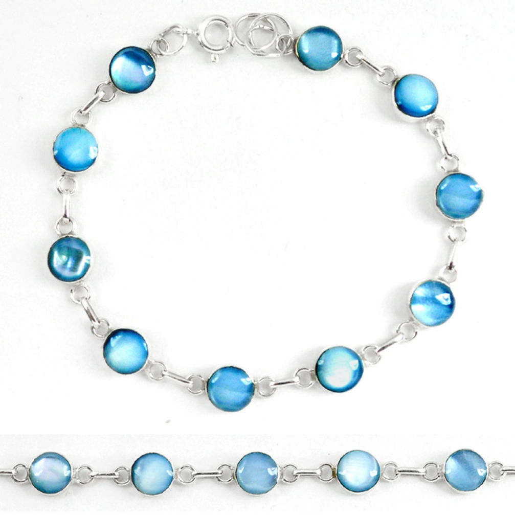 ver blue pearl enamel tennis bracelet jewelry d5629