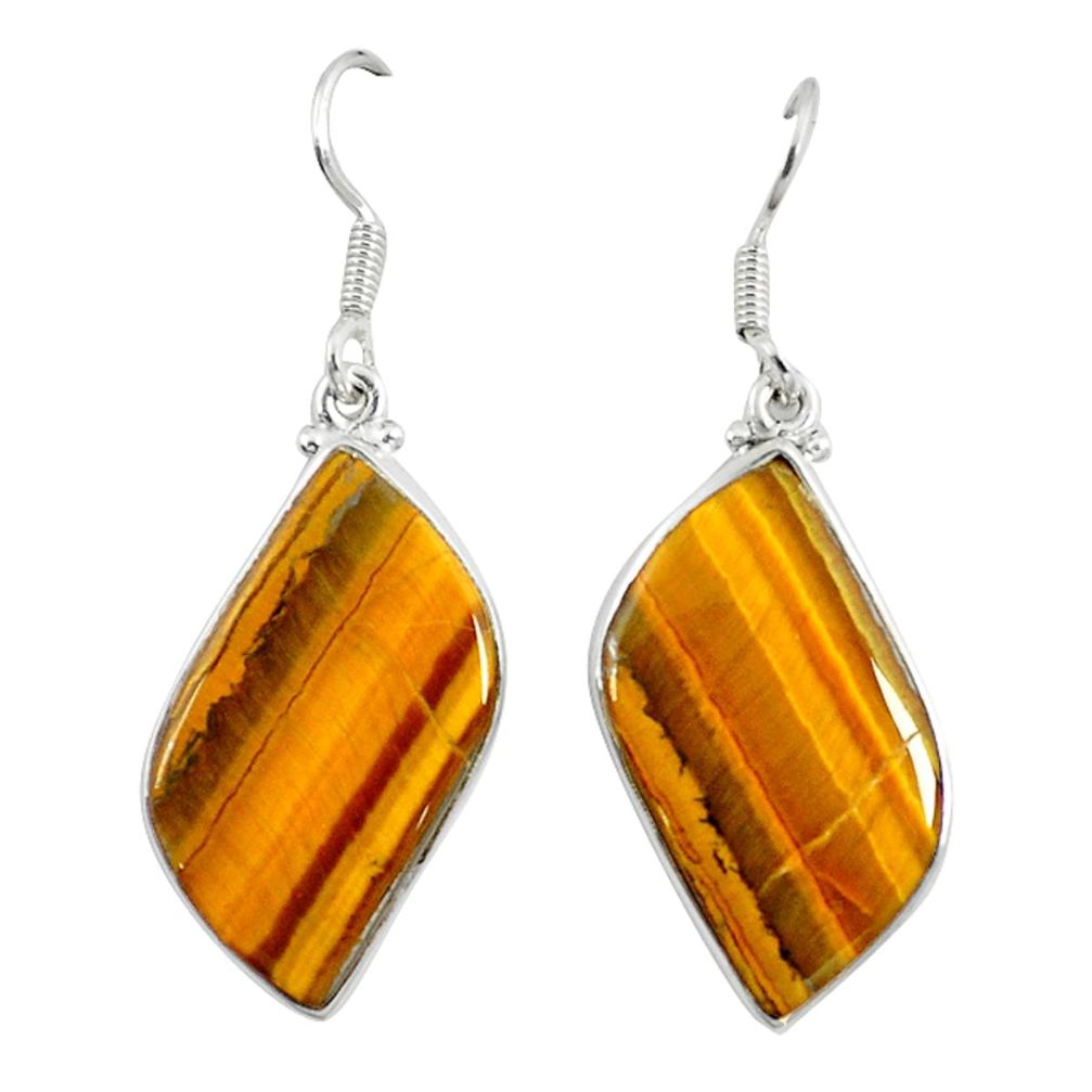 925 sterling silver natural brown tiger's eye dangle earrings jewelry d10051