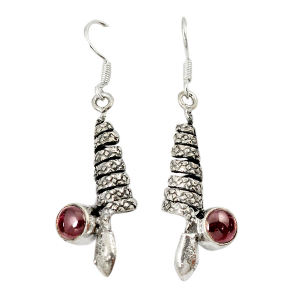 925 sterling silver natural red garnet round snake earrings jewelry d10224