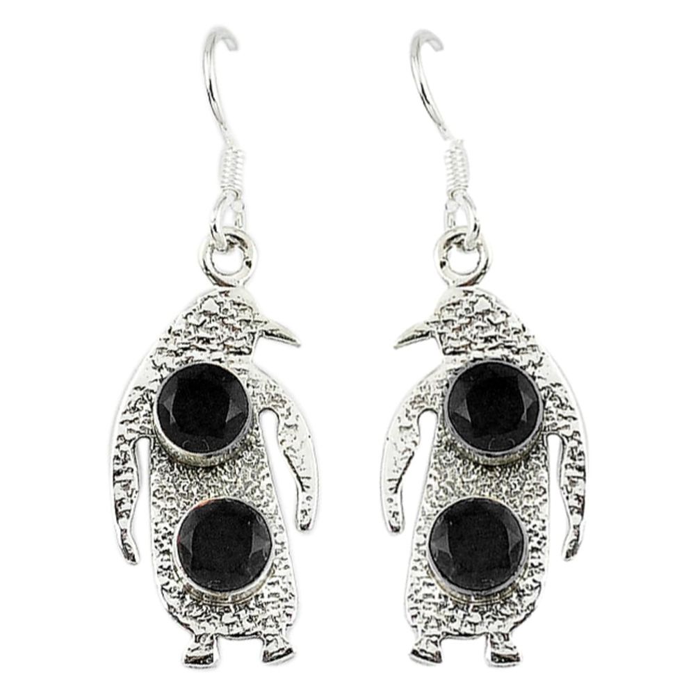 Natural black onyx 925 sterling silver dangle earrings jewelry d12673