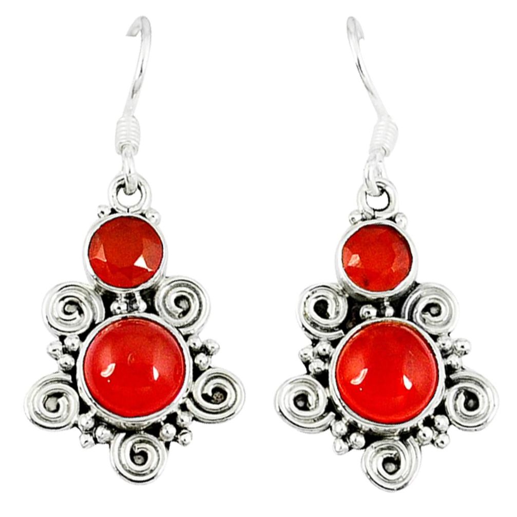 Natural orange onyx 925 sterling silver dangle earrings jewelry d12727