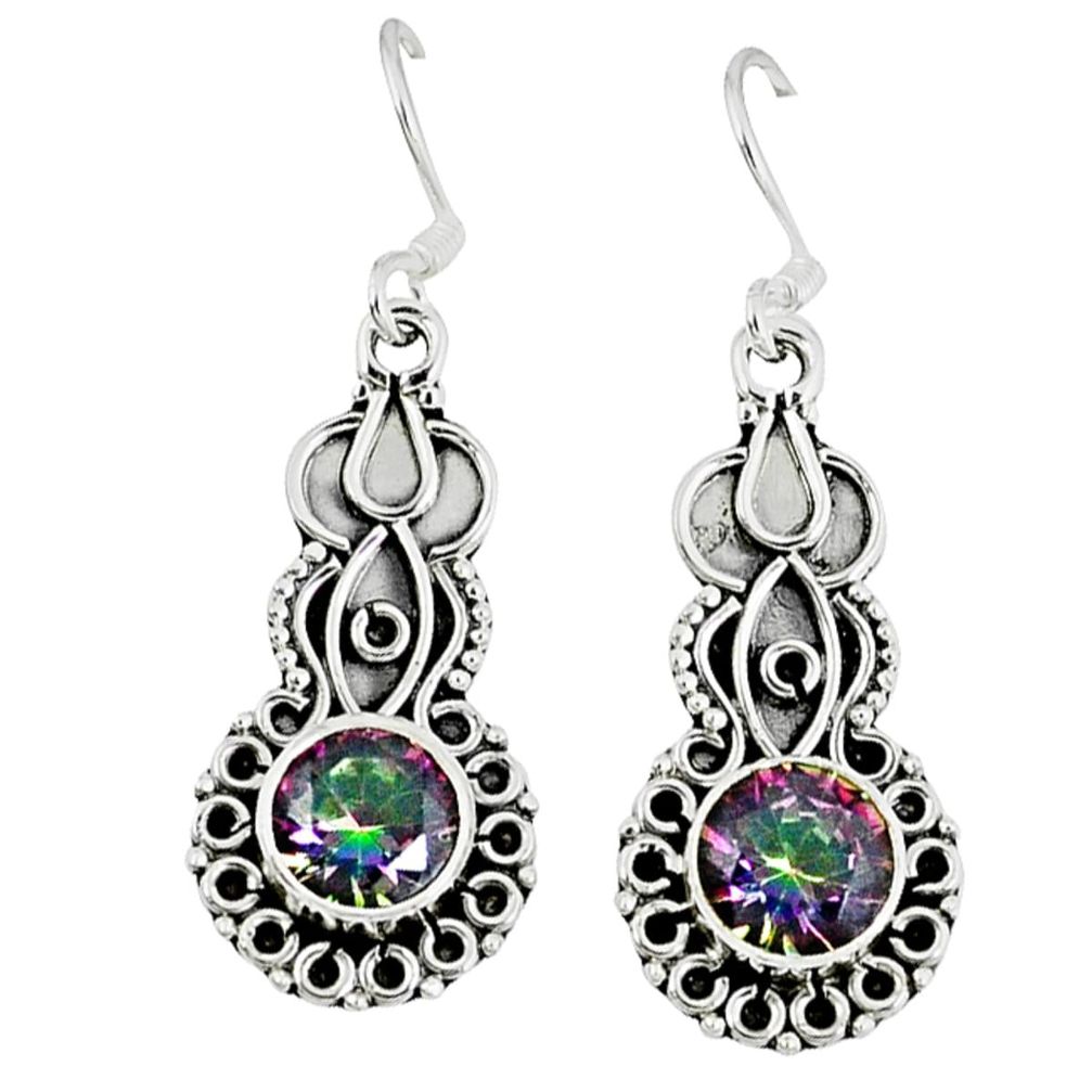 Multi color rainbow topaz 925 sterling silver dangle earrings d12782