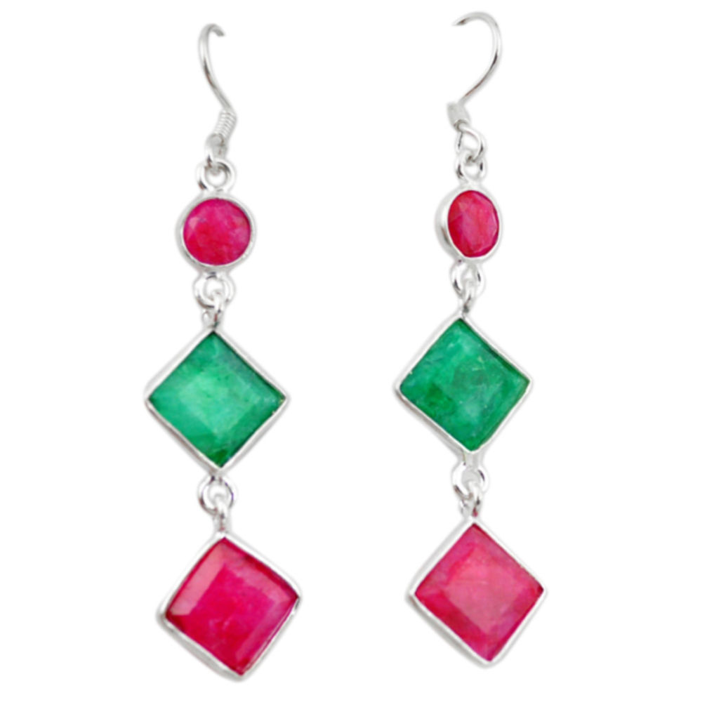 ver natural green emerald red ruby dangle earrings d12925
