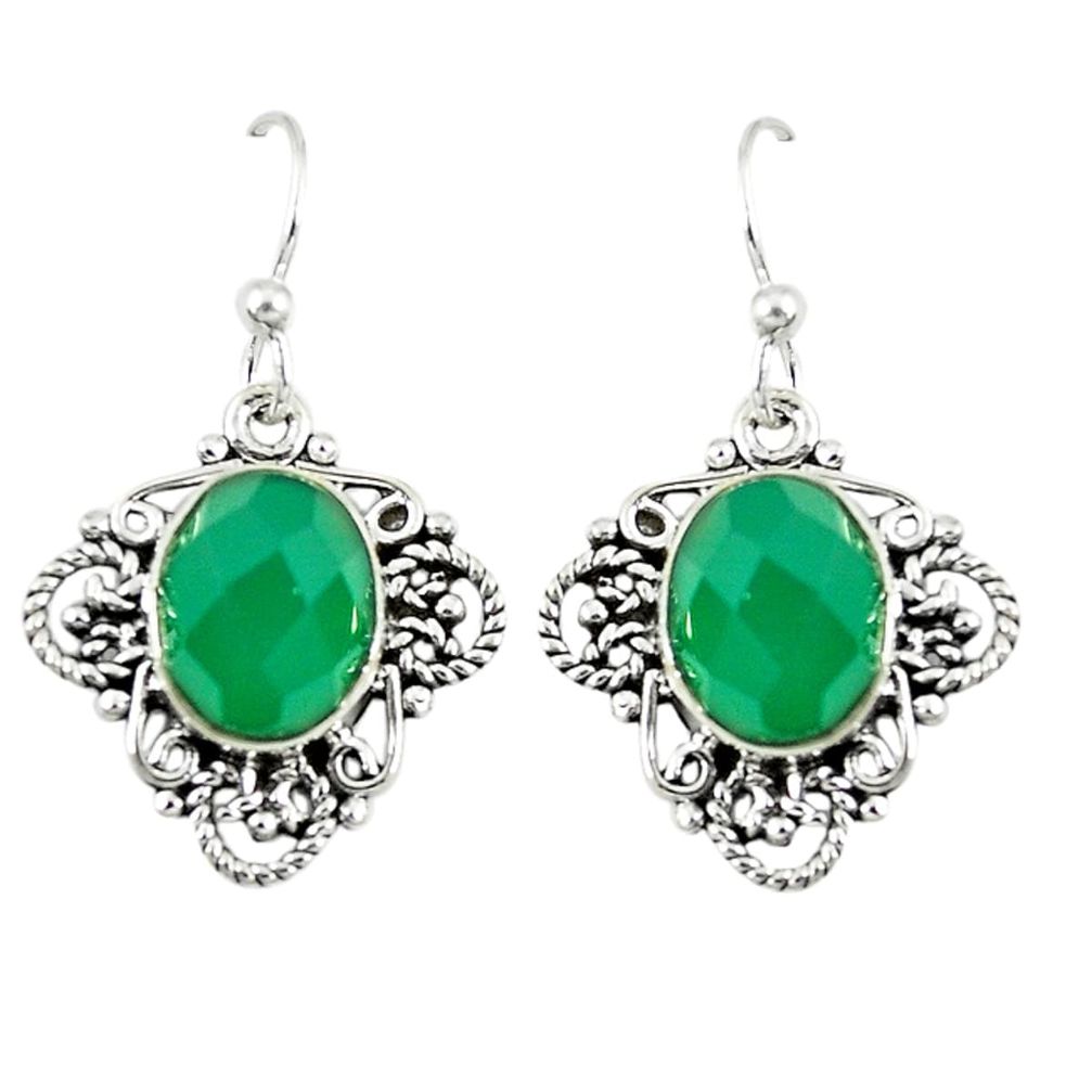 Green emerald quartz 925 sterling silver dangle earrings jewelry d14197