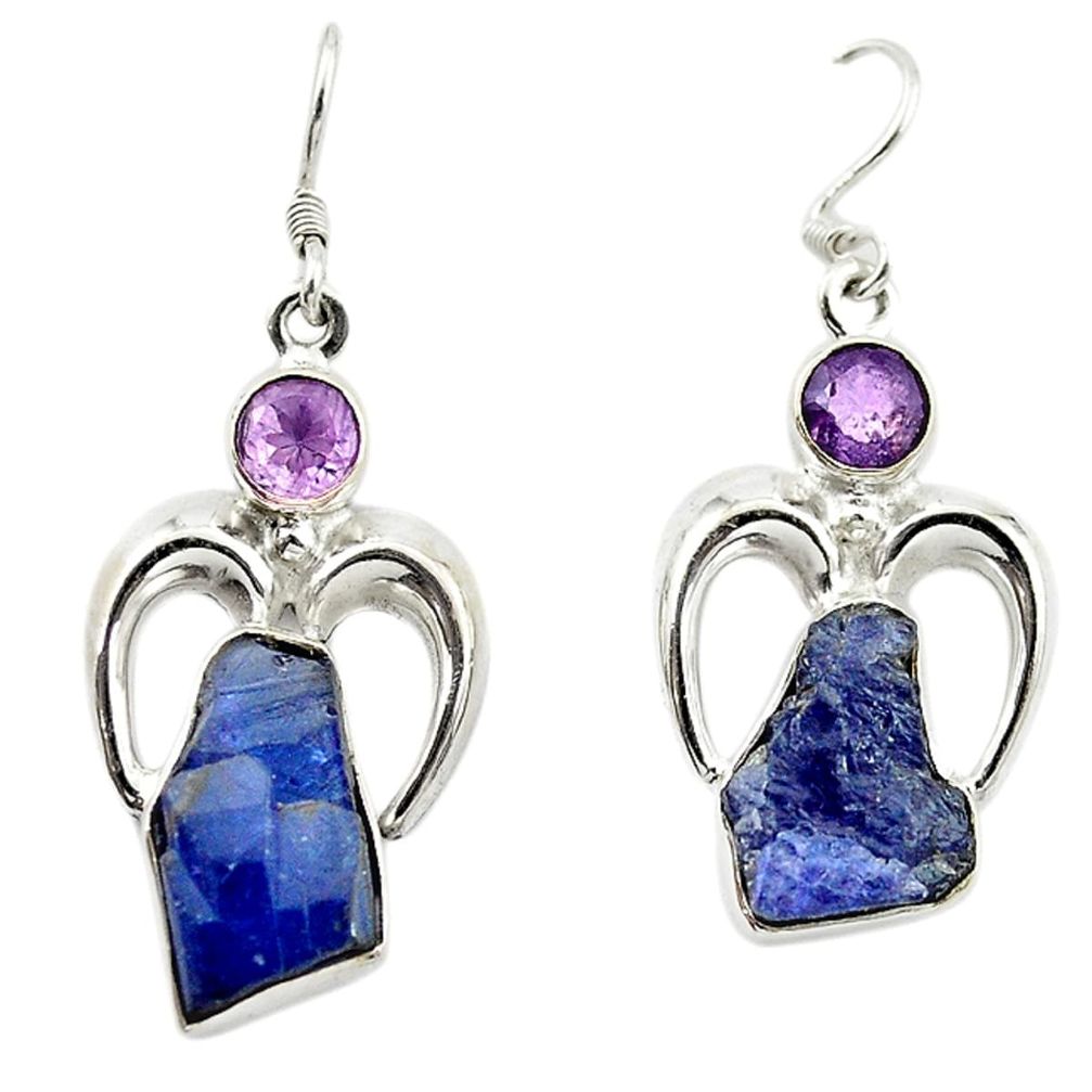 al blue tanzanite rough purple amethyst dangle earrings d14997