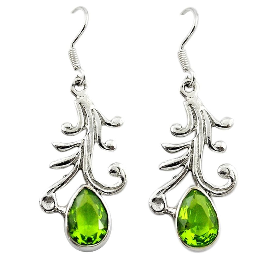 Green peridot quartz 925 sterling silver dangle earrings jewelry d15055
