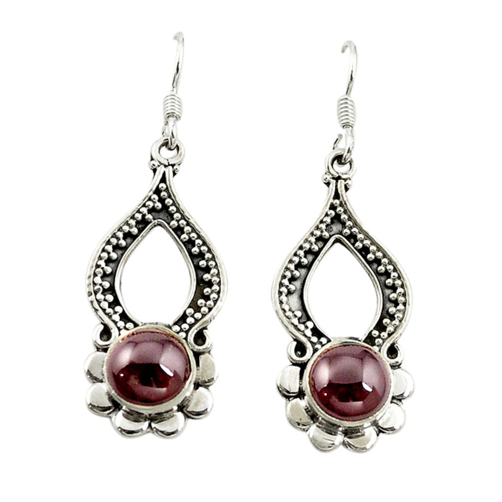 Natural red garnet 925 sterling silver dangle earrings jewelry d15094