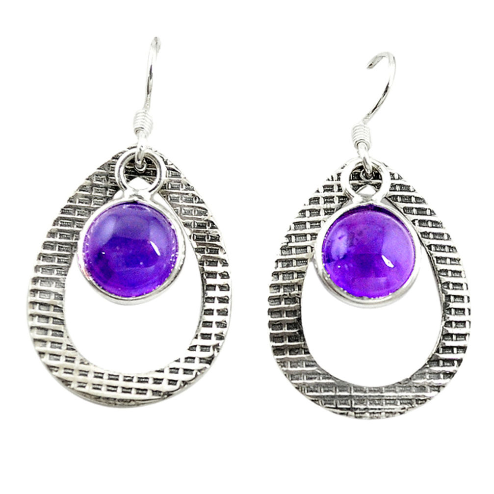 Natural purple amethyst 925 sterling silver dangle earrings jewelry d15097