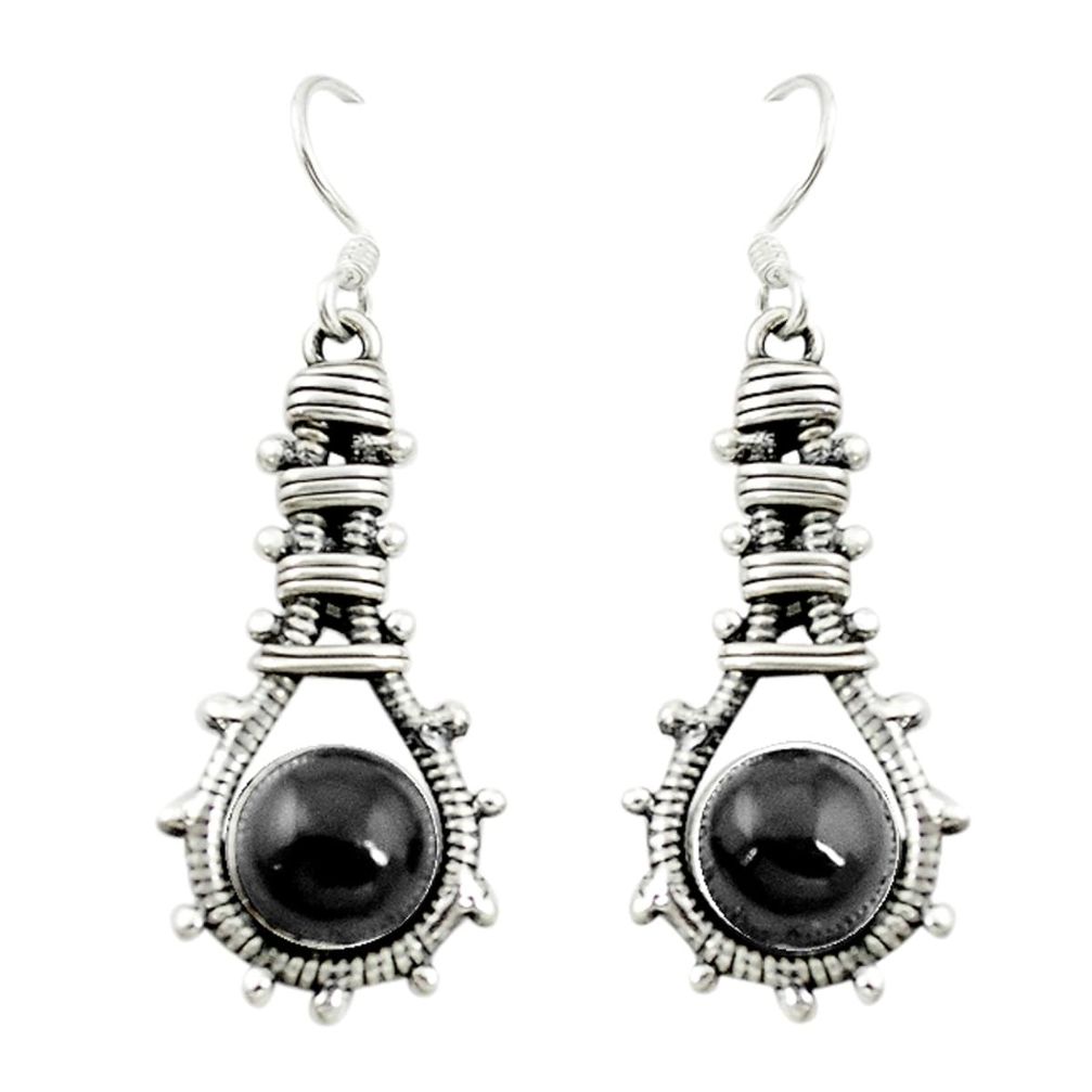 Natural black onyx 925 sterling silver dangle earrings jewelry d15115
