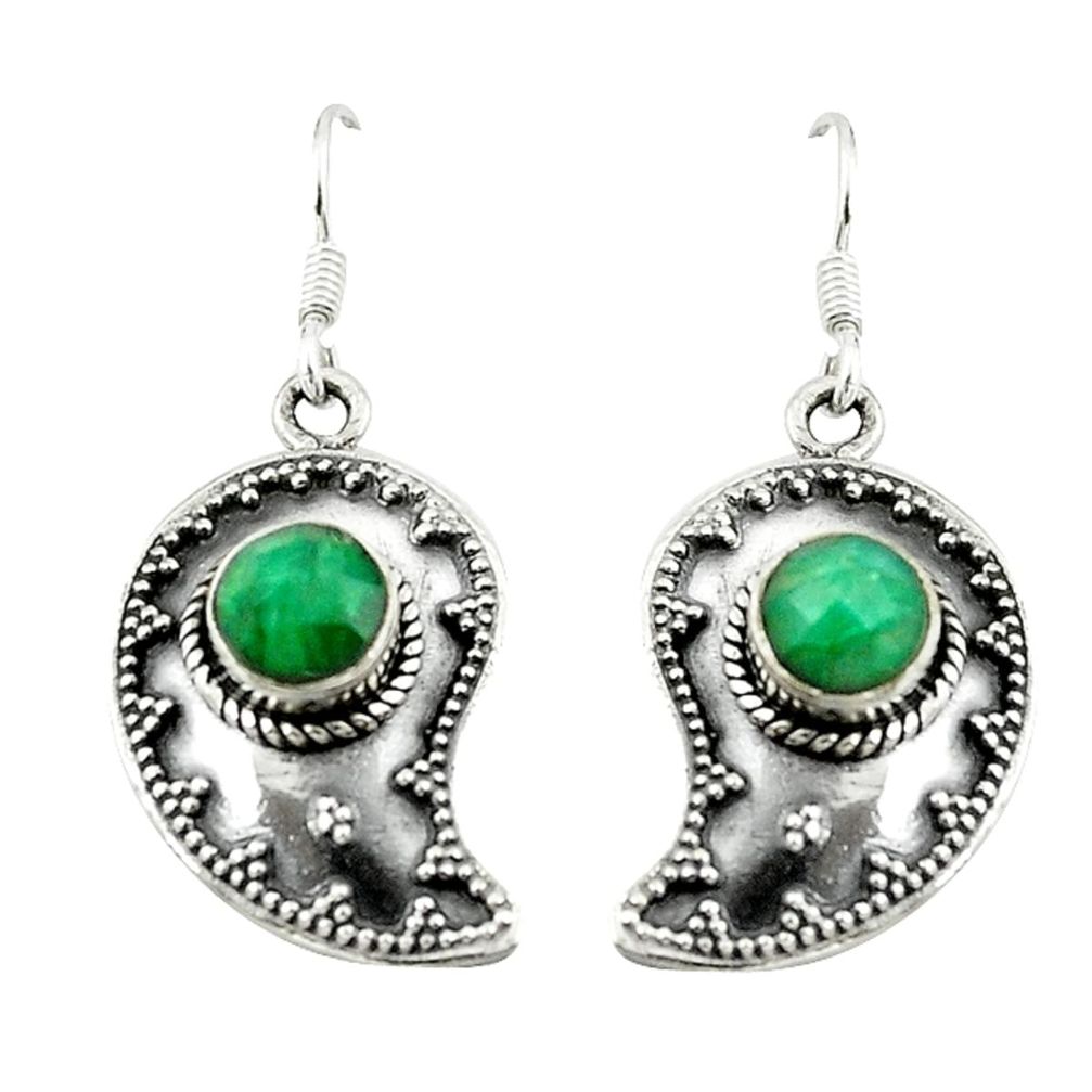 Natural green emerald 925 sterling silver dangle earrings jewelry d15141