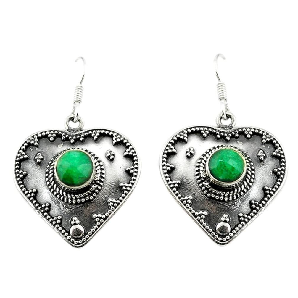 Natural green emerald 925 sterling silver dangle earrings jewelry d15151