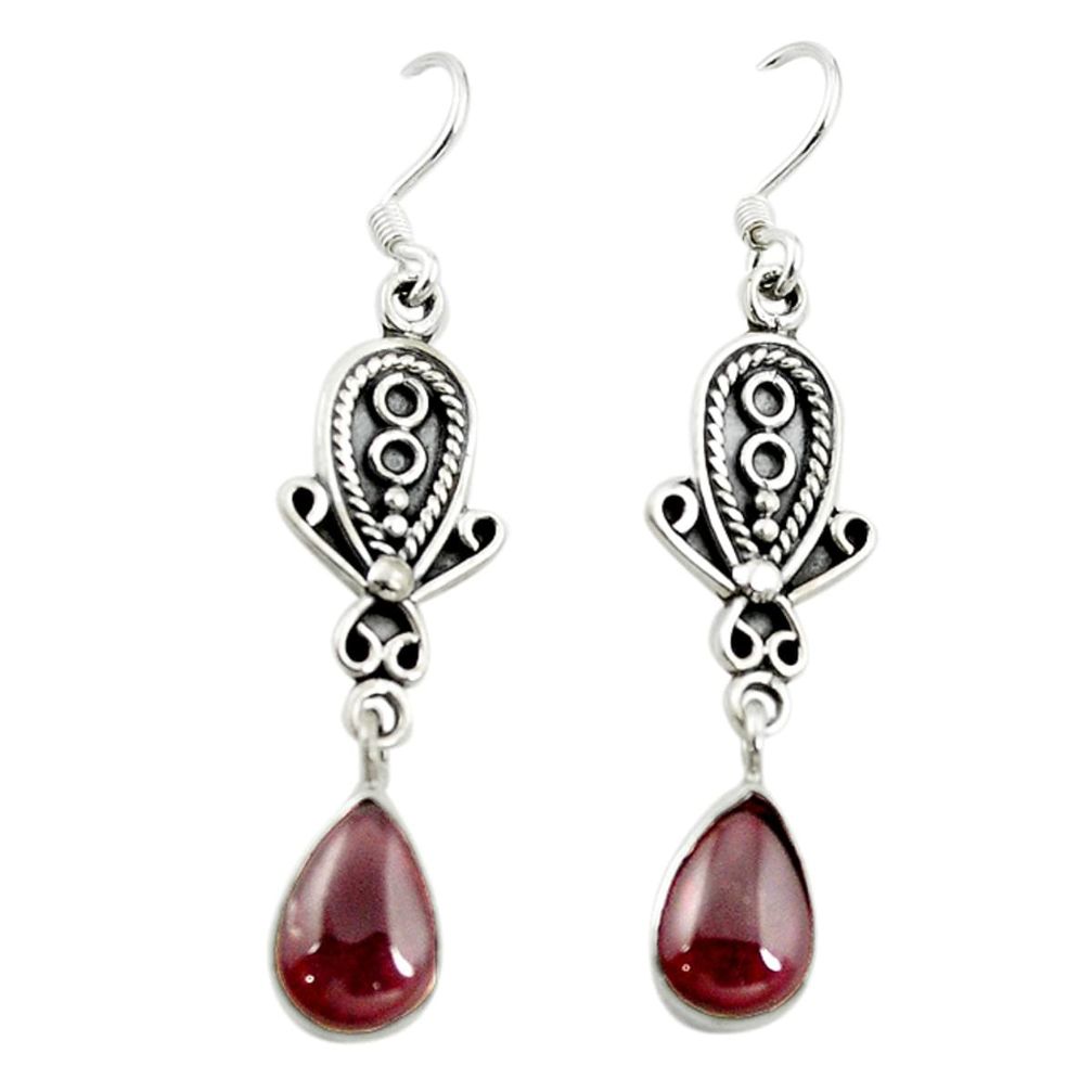 Natural red garnet 925 sterling silver dangle earrings jewelry d15161