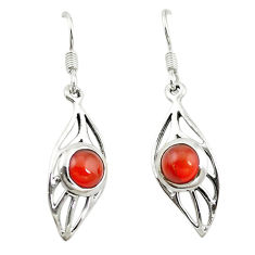 Clearance Sale- Natural orange cornelian (carnelian) 925 silver dangle earrings d15462