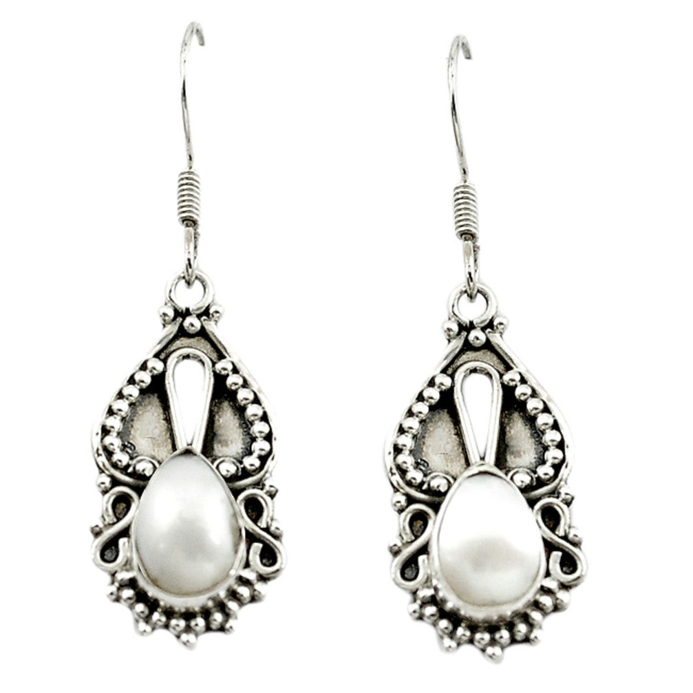925 sterling silver natural white pearl dangle earrings jewelry d15505