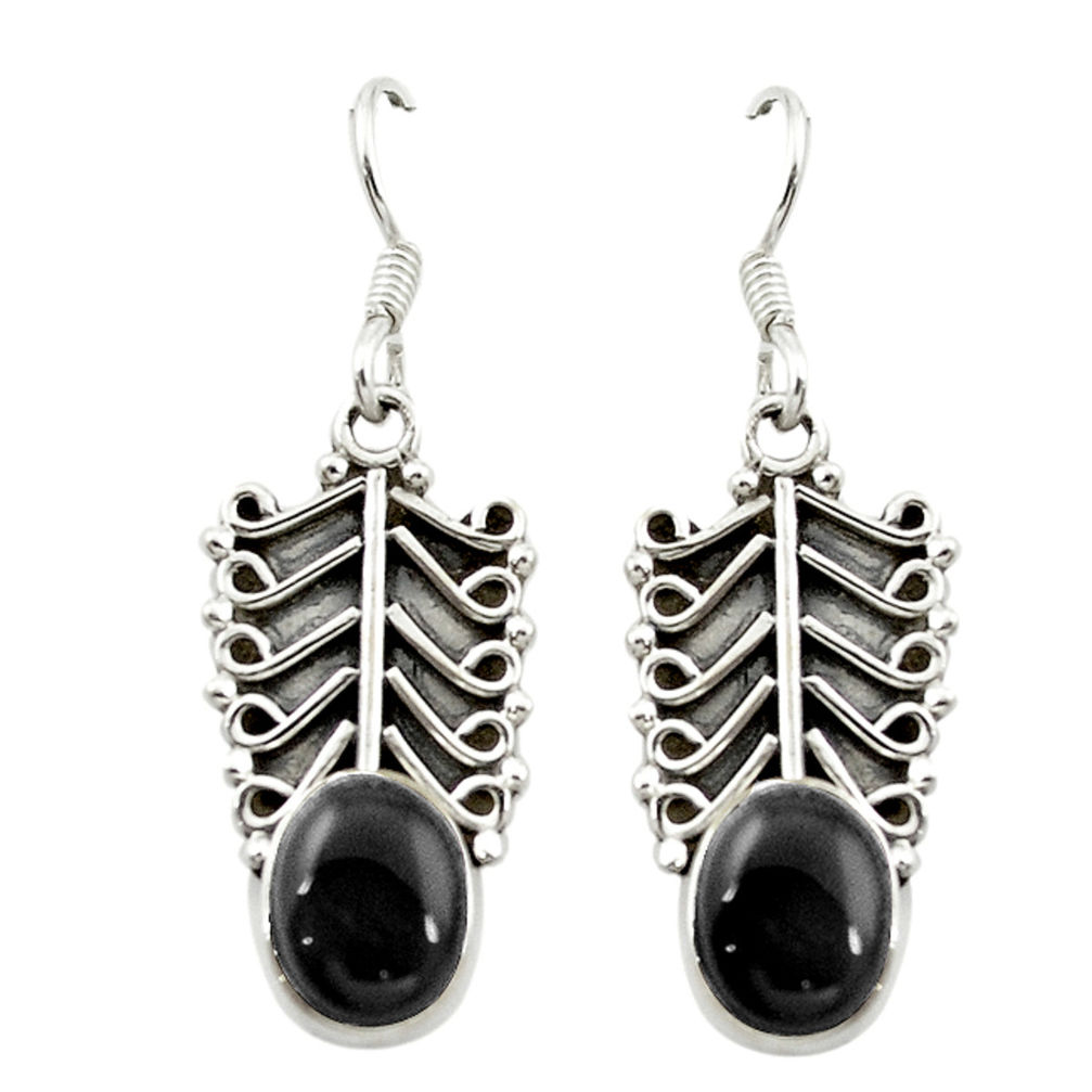 Natural black onyx 925 sterling silver dangle earrings jewelry d15528