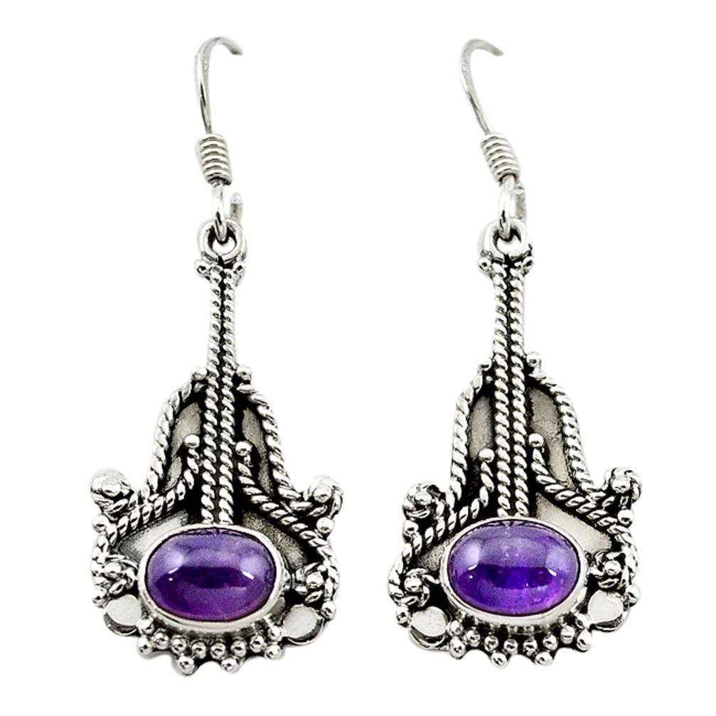 Natural purple amethyst 925 sterling silver dangle earrings jewelry d15530