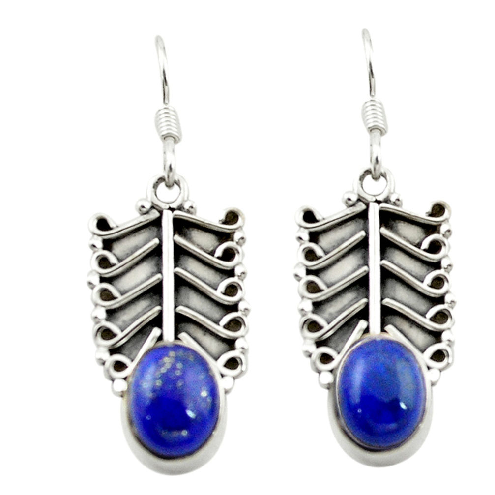 Natural blue lapis lazuli 925 sterling silver dangle earrings jewelry d15545