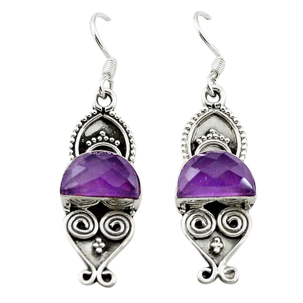 925 sterling silver natural purple amethyst dangle earrings jewelry d15550