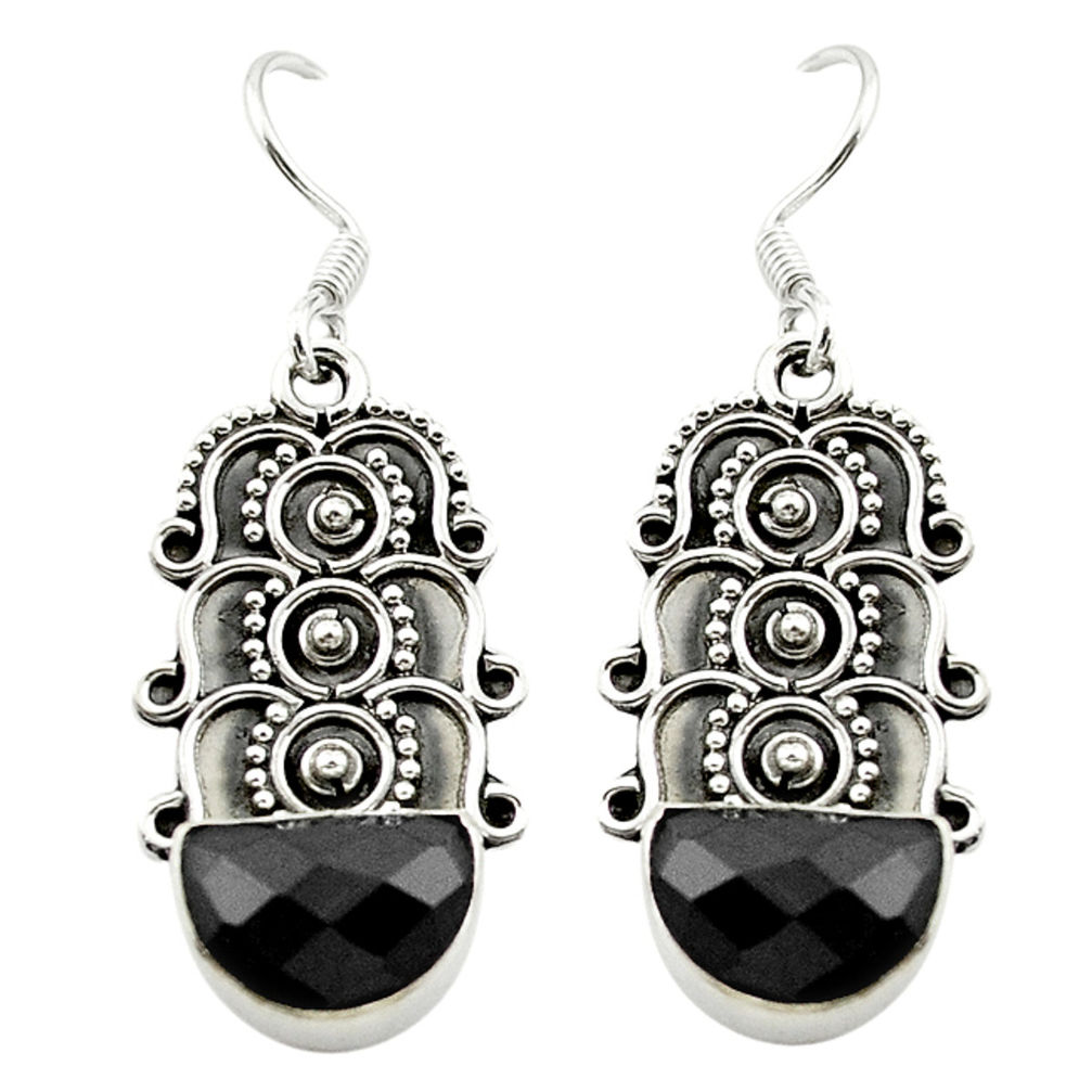 Natural black onyx 925 sterling silver dangle earrings jewelry d15554