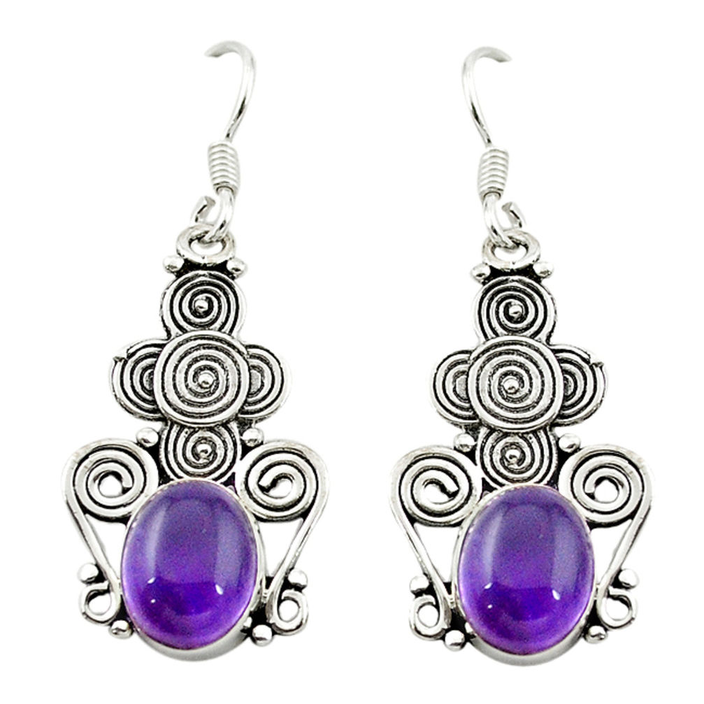 Natural purple amethyst 925 sterling silver dangle earrings jewelry d15568