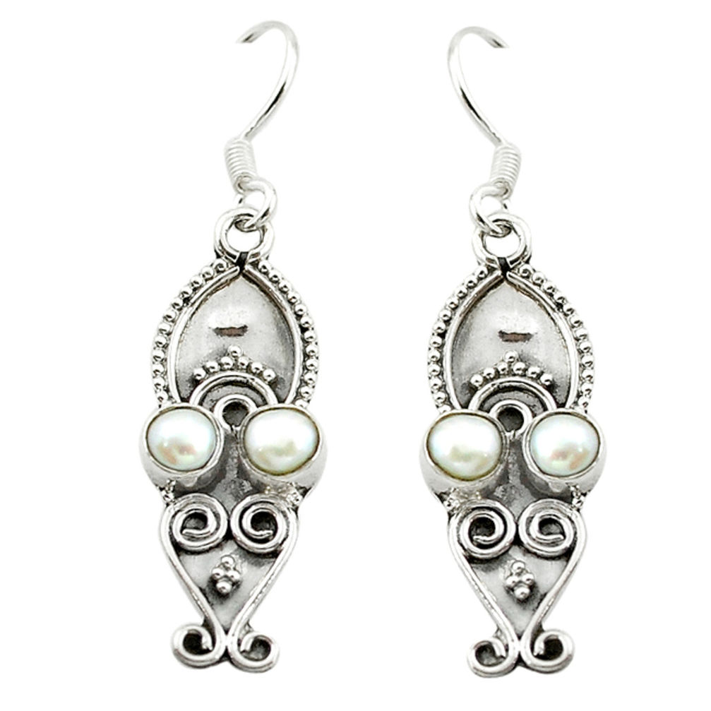 925 sterling silver natural white pearl dangle earrings jewelry d15711