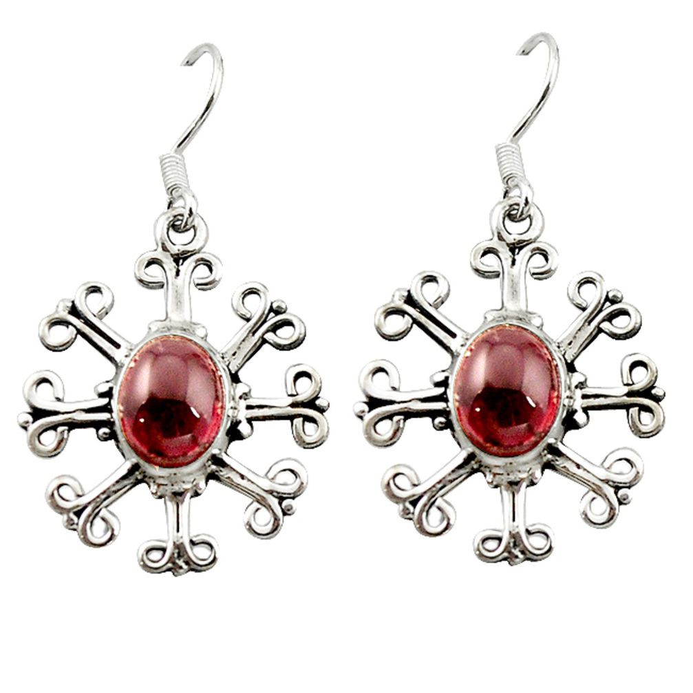 Natural red garnet 925 sterling silver dangle earrings jewelry d15712