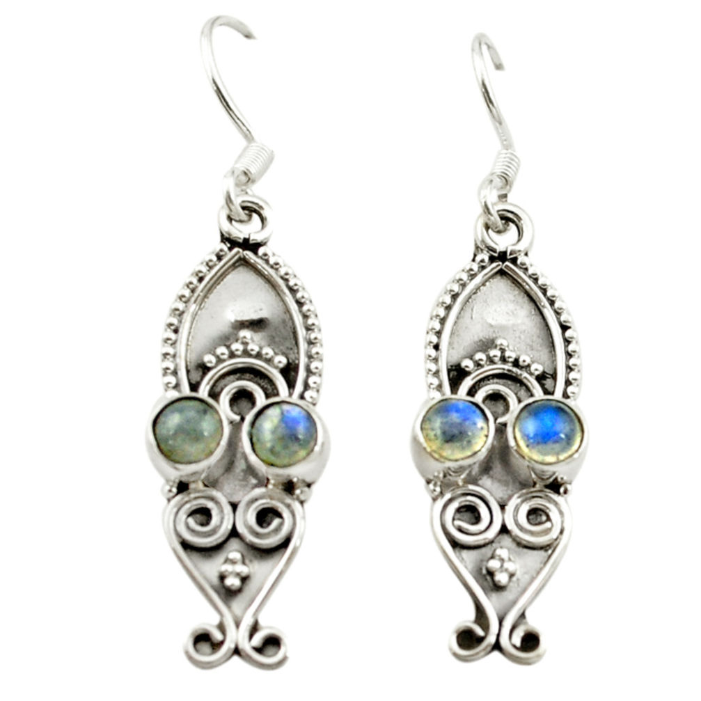 Natural blue labradorite 925 sterling silver dangle earrings d15715