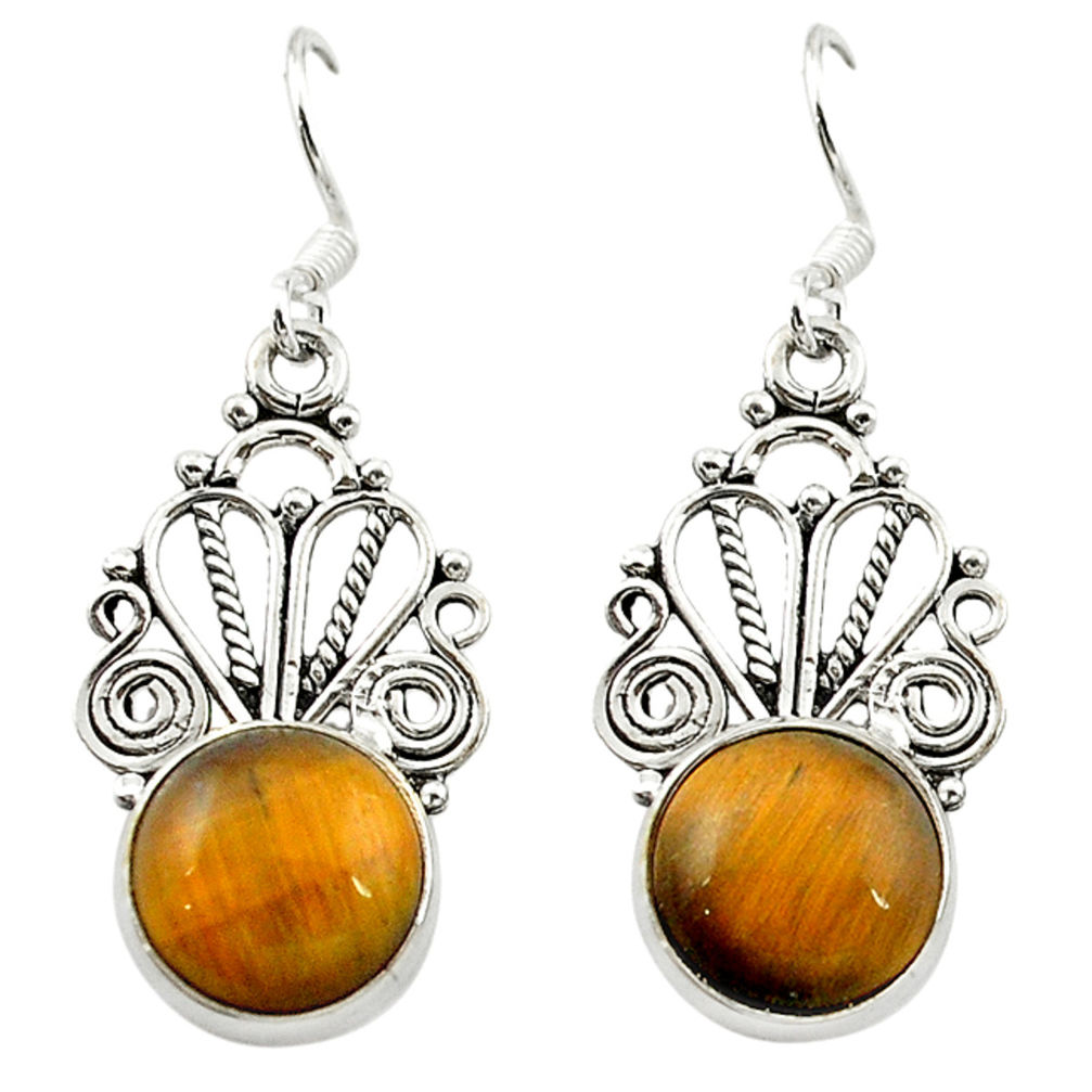 925 sterling silver natural brown tiger's eye dangle earrings jewelry d15736