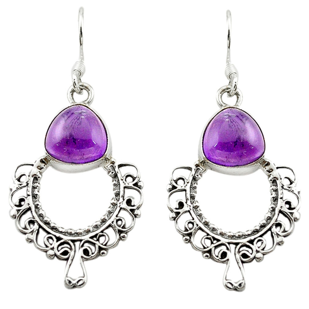 Natural purple amethyst 925 sterling silver dangle earrings jewelry d15742